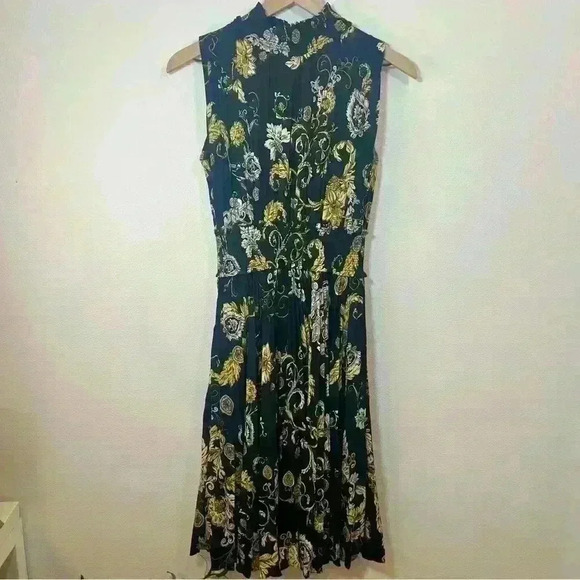 Nanette Lepore Black and Yellow Floral Midi Dress - Picture 2 of 12